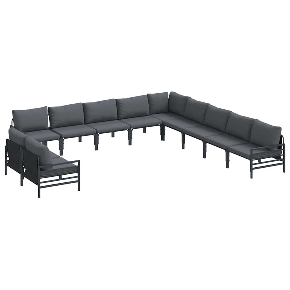 Ensemble de canapé de jardin avec coussin anthracite acier