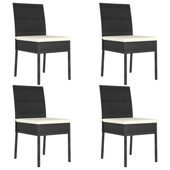 Chaises à manger de jardin lot de 4 résine tressée noir