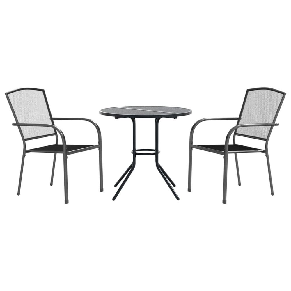 Ensemble de chaises de jardin empilables 3 pcs anthracite