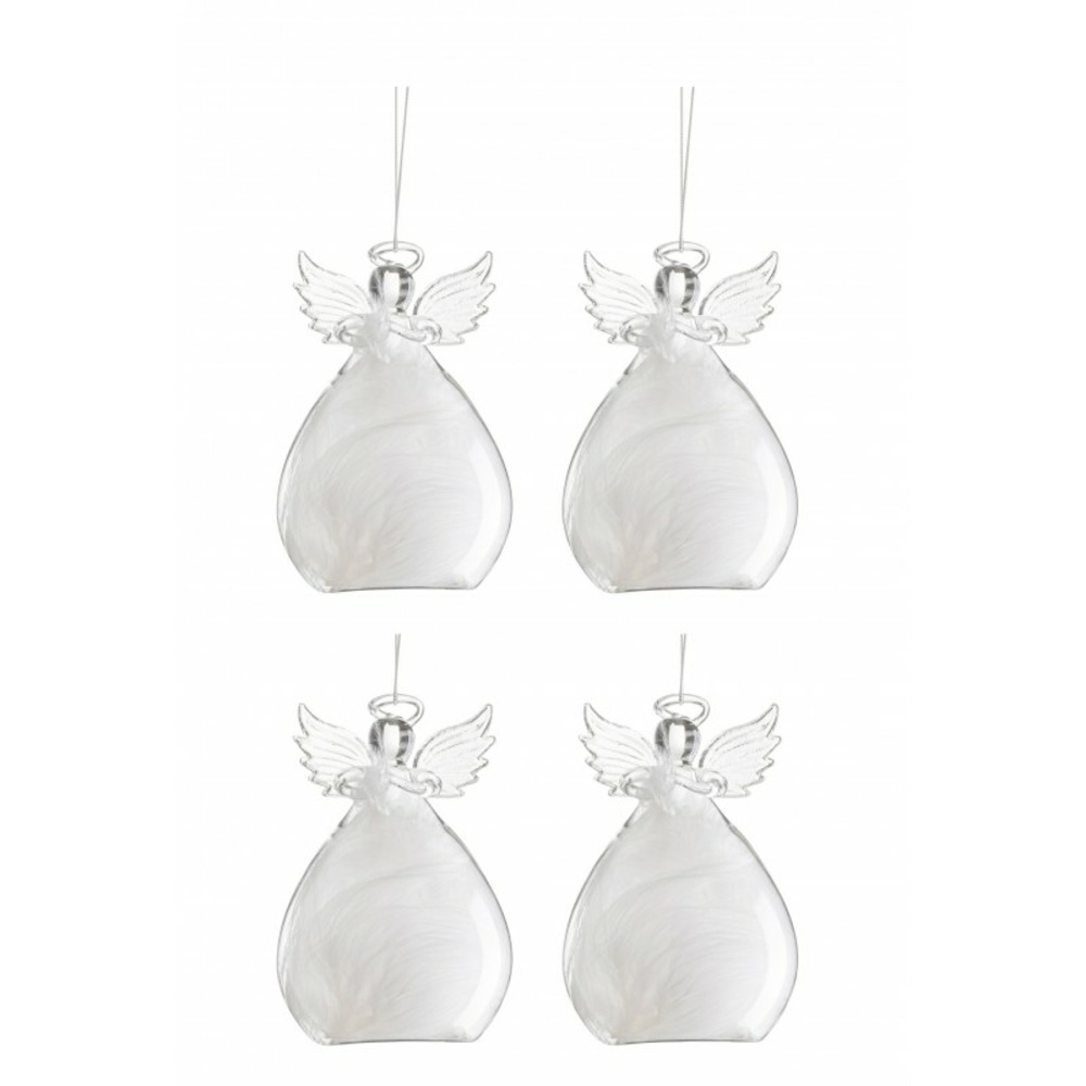 Boite de 4 boules de noël en verre transparent 7.8x7.8x11.4 cm