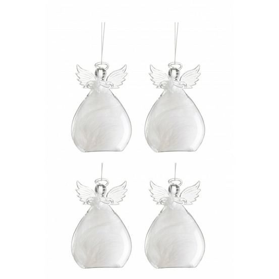 Boite de 4 boules de noël en verre transparent 7.8x7.8x11.4 cm