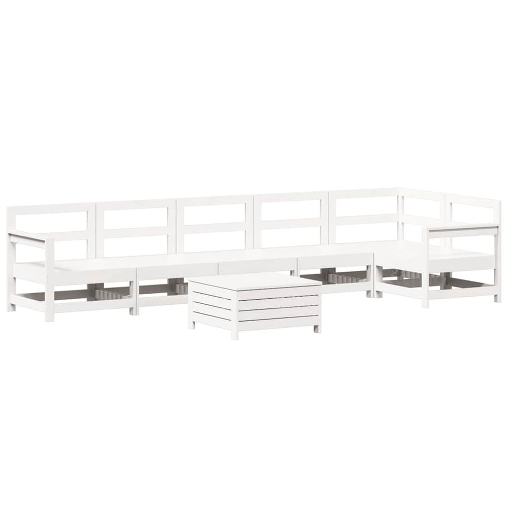 Salon de jardin 7 pcs blanc bois de pin massif