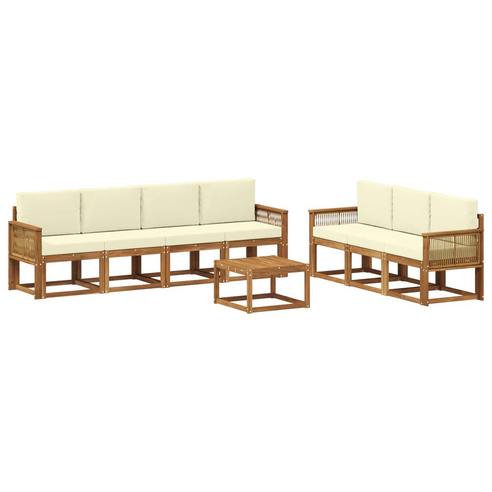 Ensemble de canapés d'extérieur 8 pc naturel et crème polyester