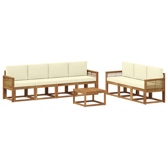Ensemble de canapés d'extérieur 8 pc naturel et crème polyester