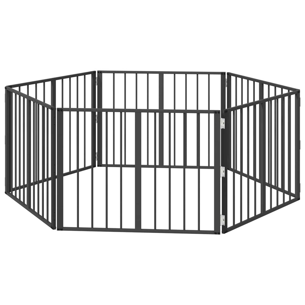 Porte pour chien 6 pc noir 80 x 60 cm acier galvanisé