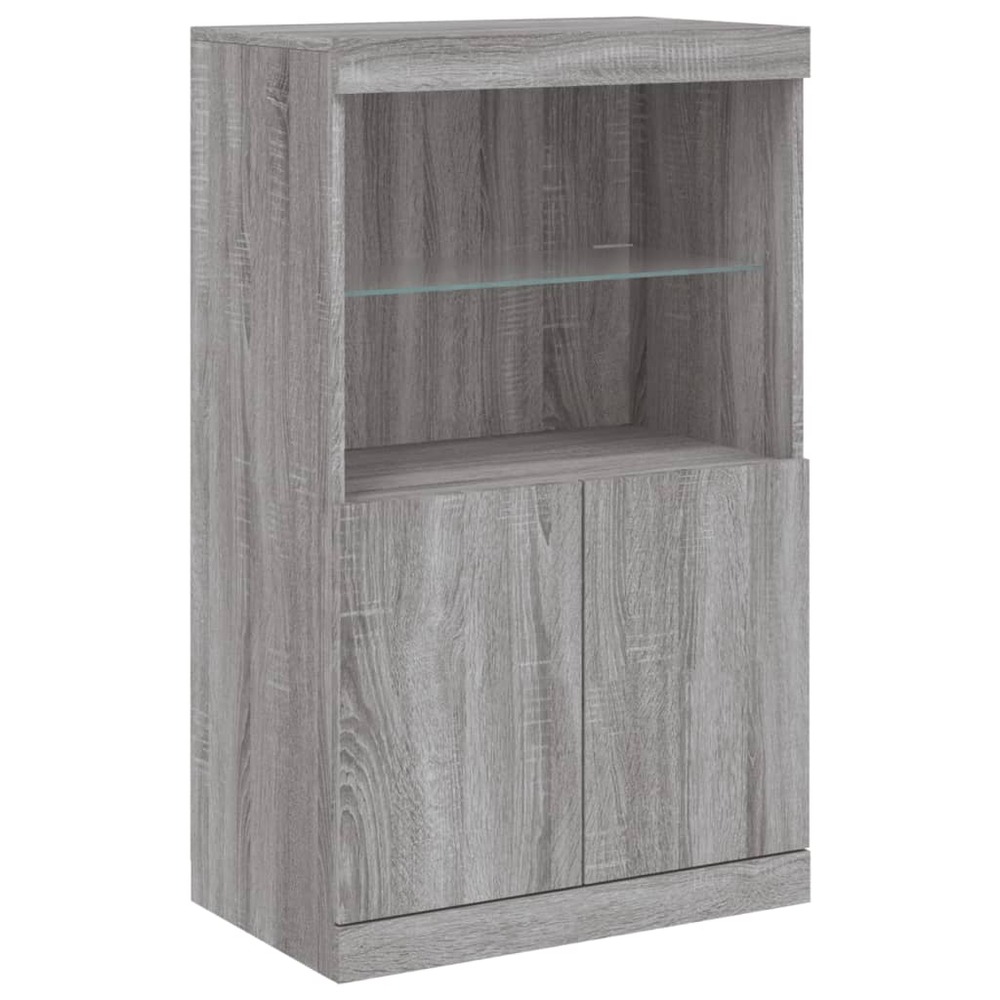 Buffet bahut commode armoire meuble de rangement organisateur cuisine salle de séjour salon avec lumières led sonoma 60,5 x 3