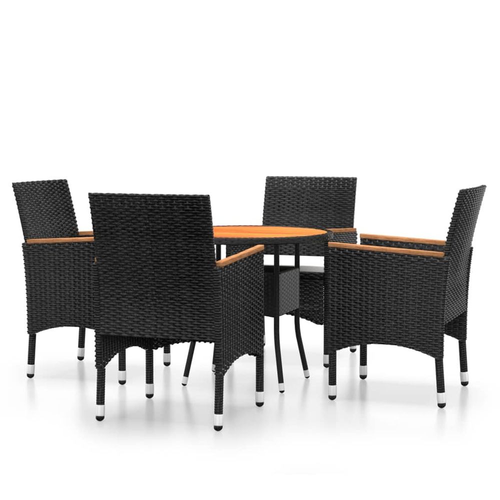 Ensemble à manger de jardin 5 pcs résine tressée noir