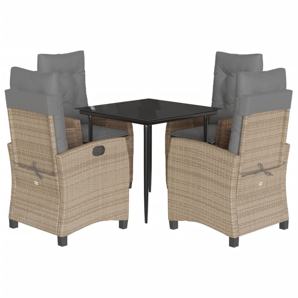 Ensemble à manger de jardin coussins 5 pcs mélange beige rotin