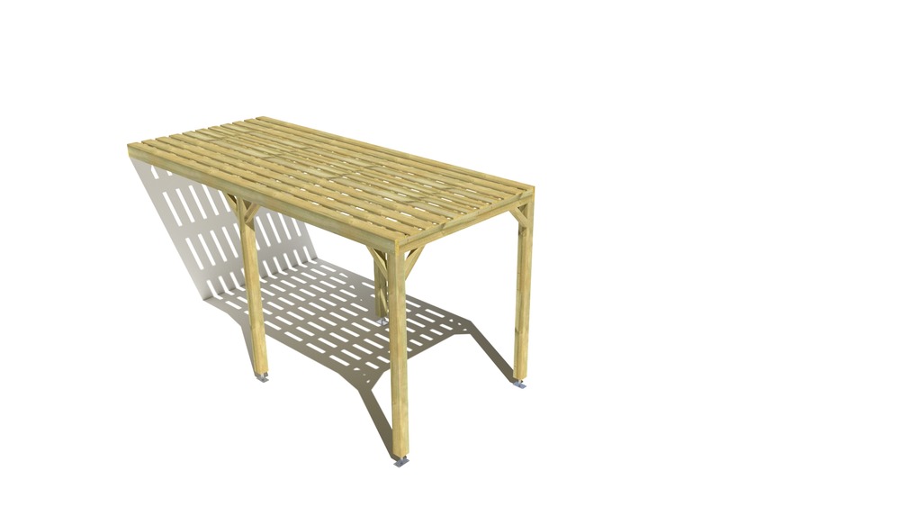 Pergola bois • 2m x 5m • adossée • sens largeur • platelage bois • livraison comprise