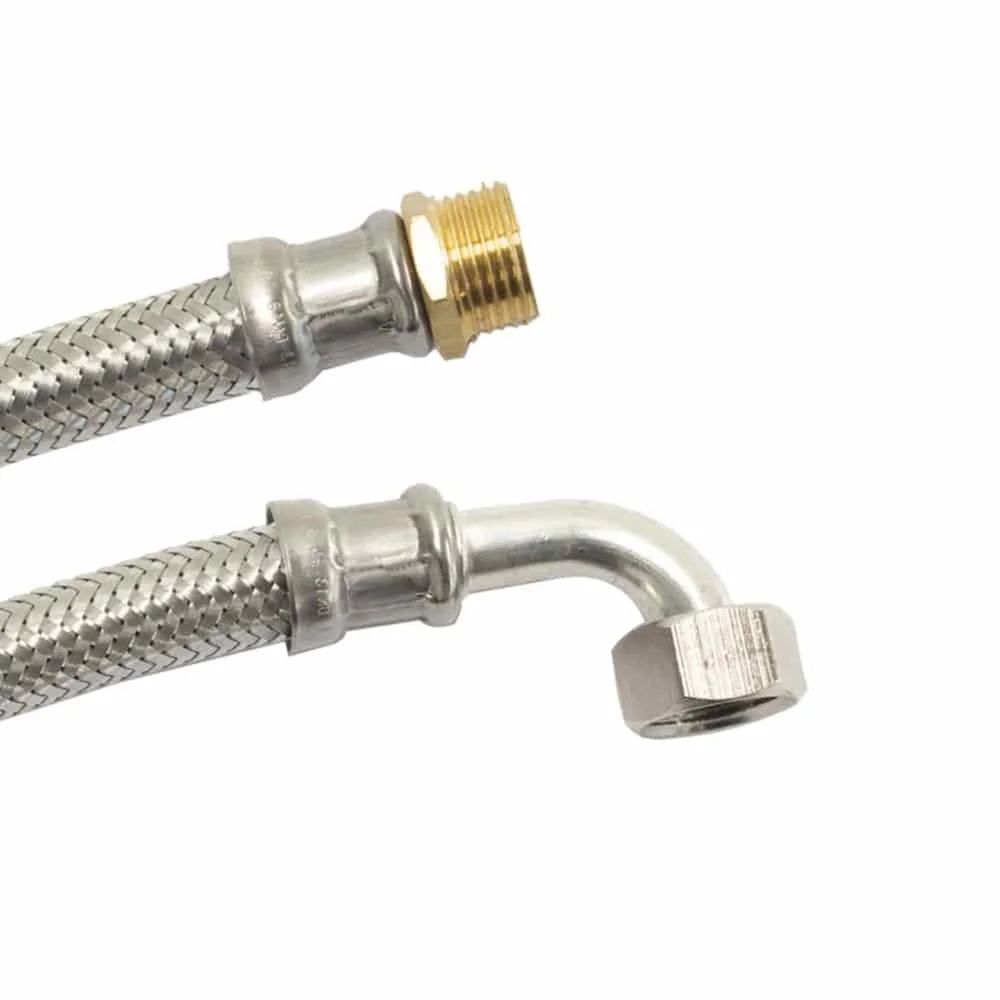Tuyau flexible inox 1/2 pouce coudé pour eau potable