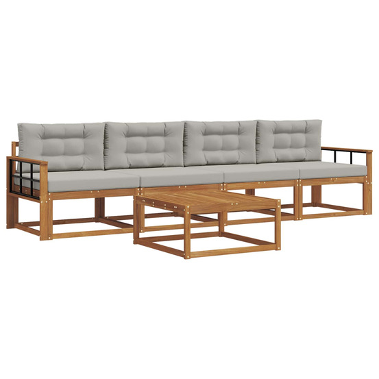 Ensemble de canapés d'extérieur 5 pcs gris naturel et clair