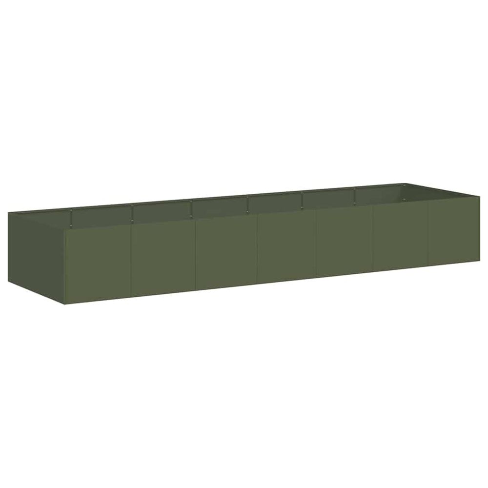 Jardinière d'extérieur vert olive 280x80x40 cm acier