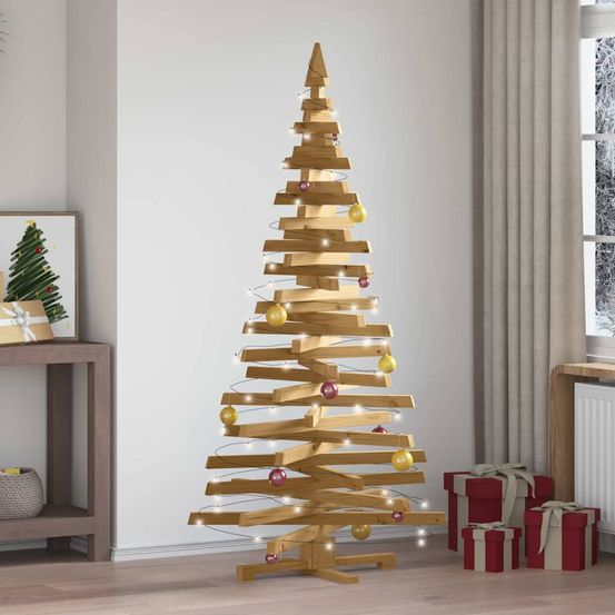 Sapin de noël design en bois de pin massif branches ajustables marron 180 cm