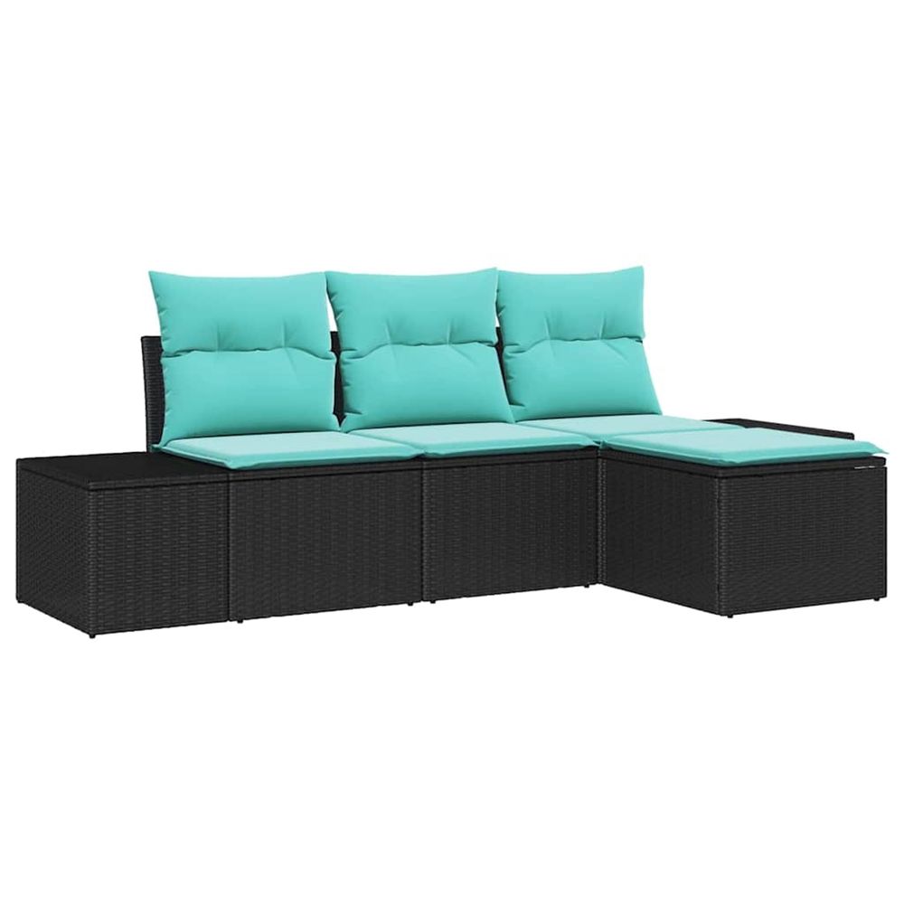 Ensemble de canapés 4 pc noir [synthétique]: poly rattan
