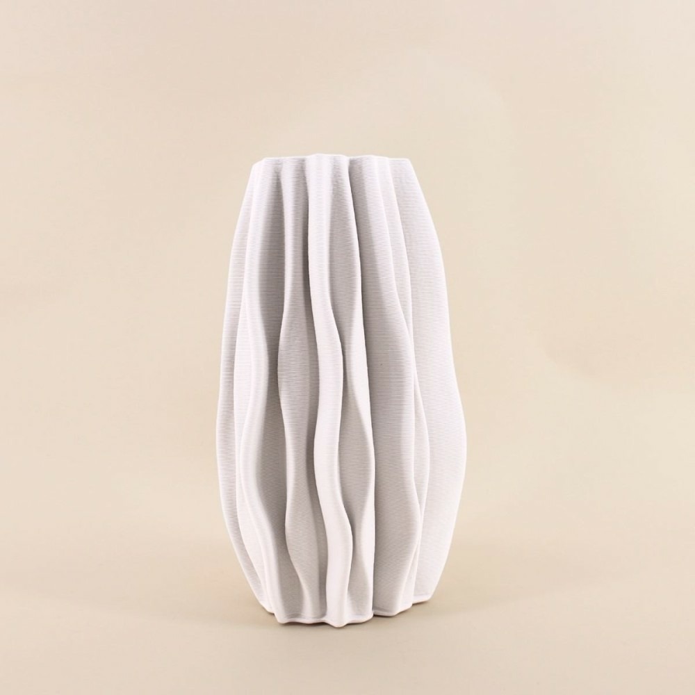 Vase alvéolé en céramique blanche 3d 30cm