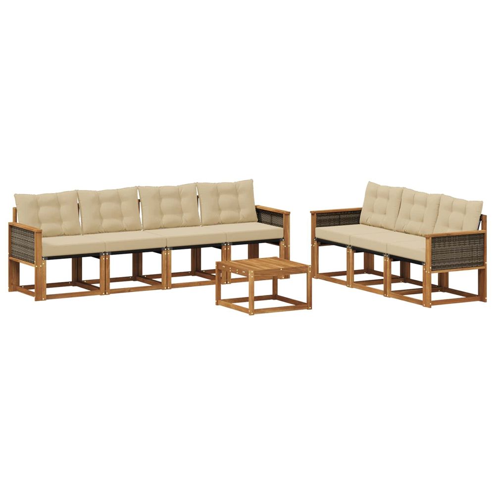 Ensemble de canapés d'extérieur 8 pc naturel et beige