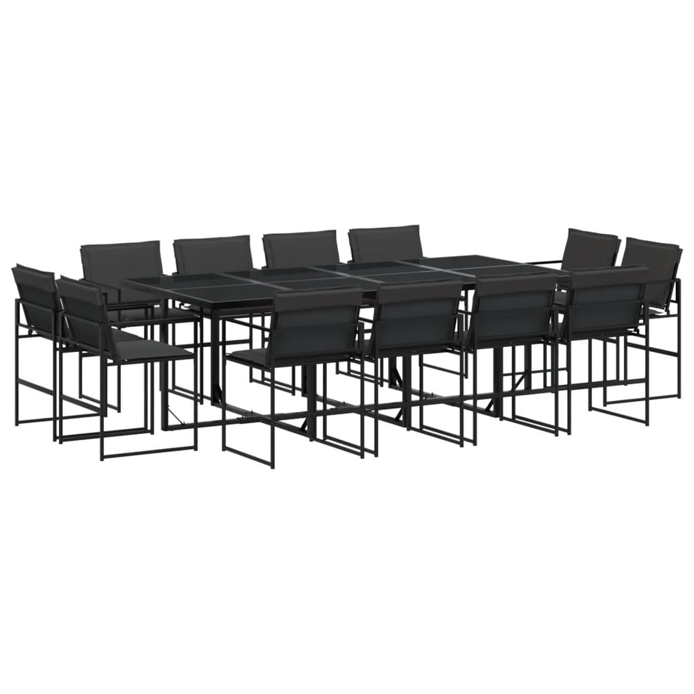 Ensemble à manger de jardin avec coussins 13 pcs noir textilène