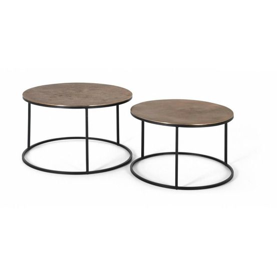 Lot de 2 tables basses fer noir - décoration d'autrefois