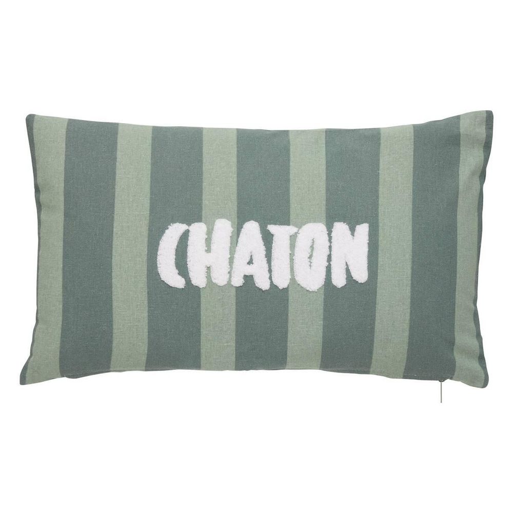 Coussin rayé brodé 