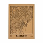 Carte en liège - woody map natural barcelona / 90 x 60 cm / noir / sans cadre