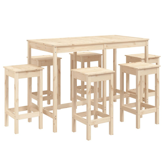 Ensemble de bar de jardin 7 pcs bois de pin massif