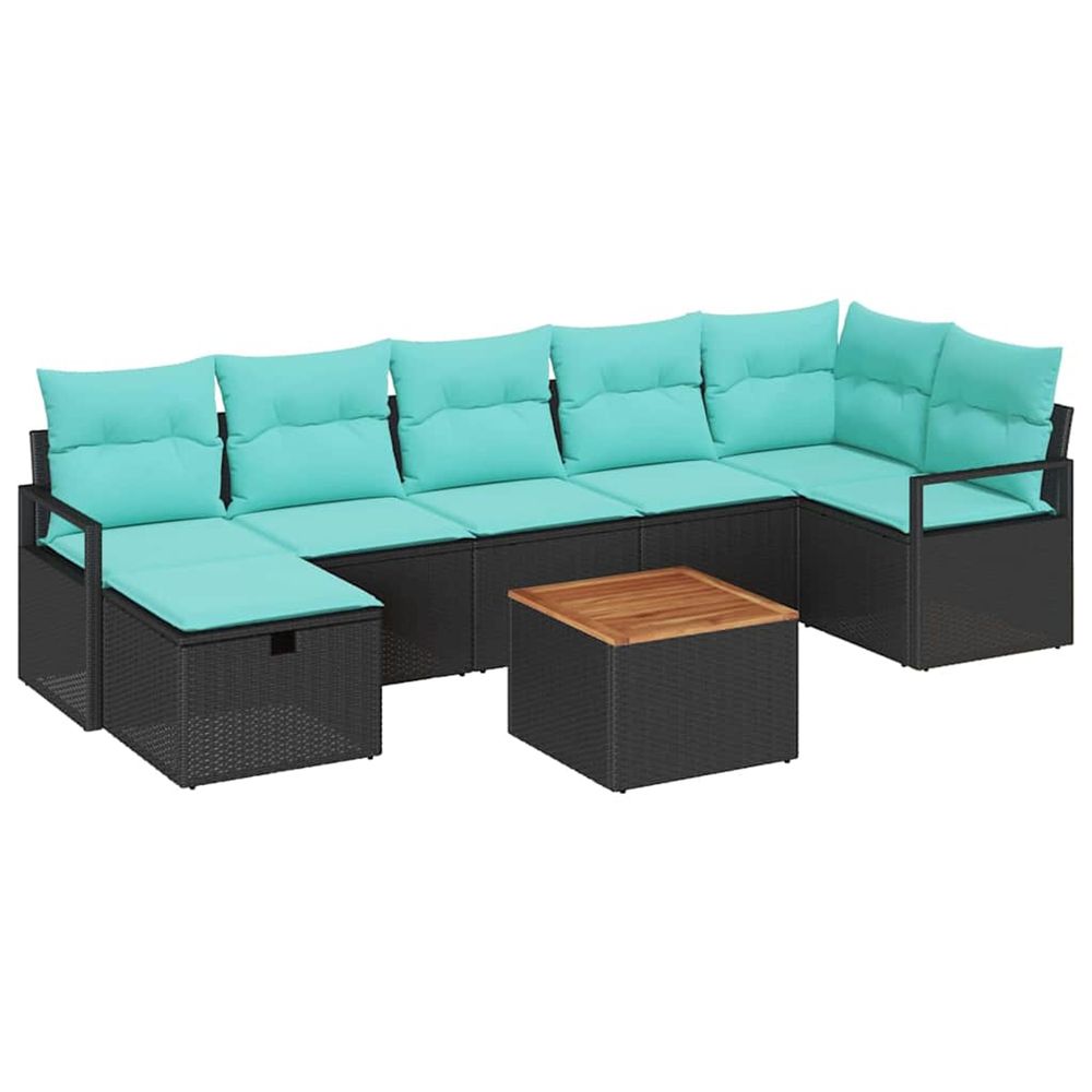 Ensemble de canapé de jardin 8 pc noir polyrotin
