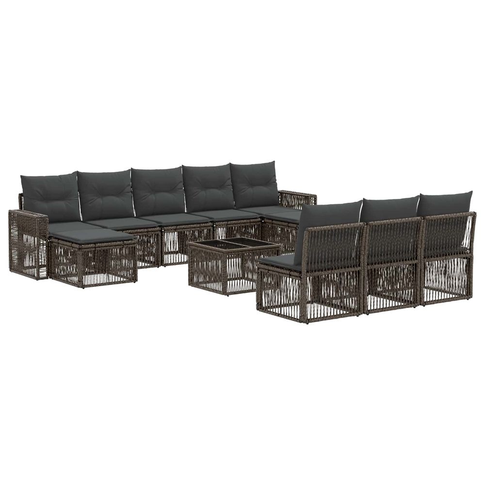 Ensemble de canapé de jardin 11 pc gris et gris foncé polyrotin