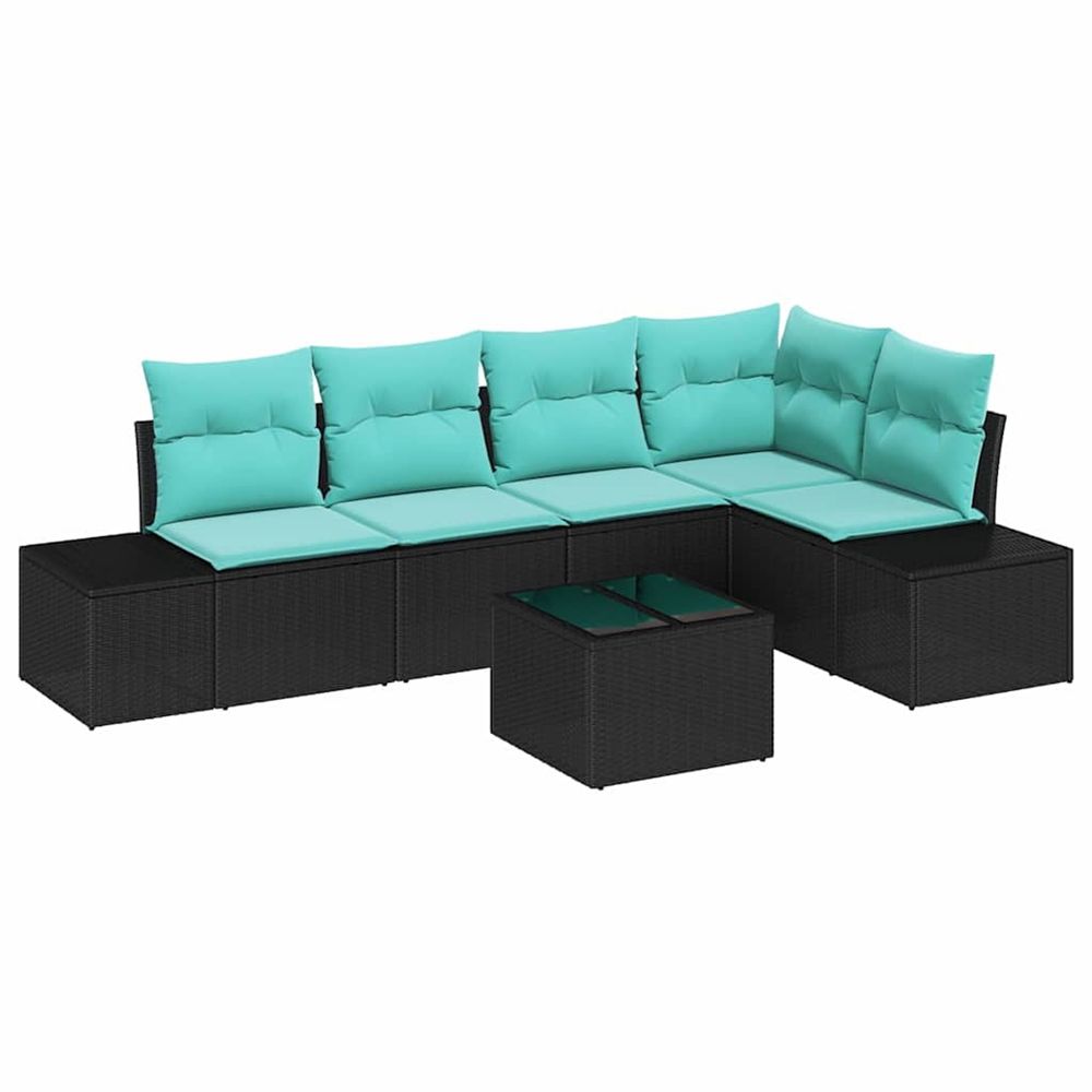 Ensemble de canapé de jardin 6 pc noir polyrotin