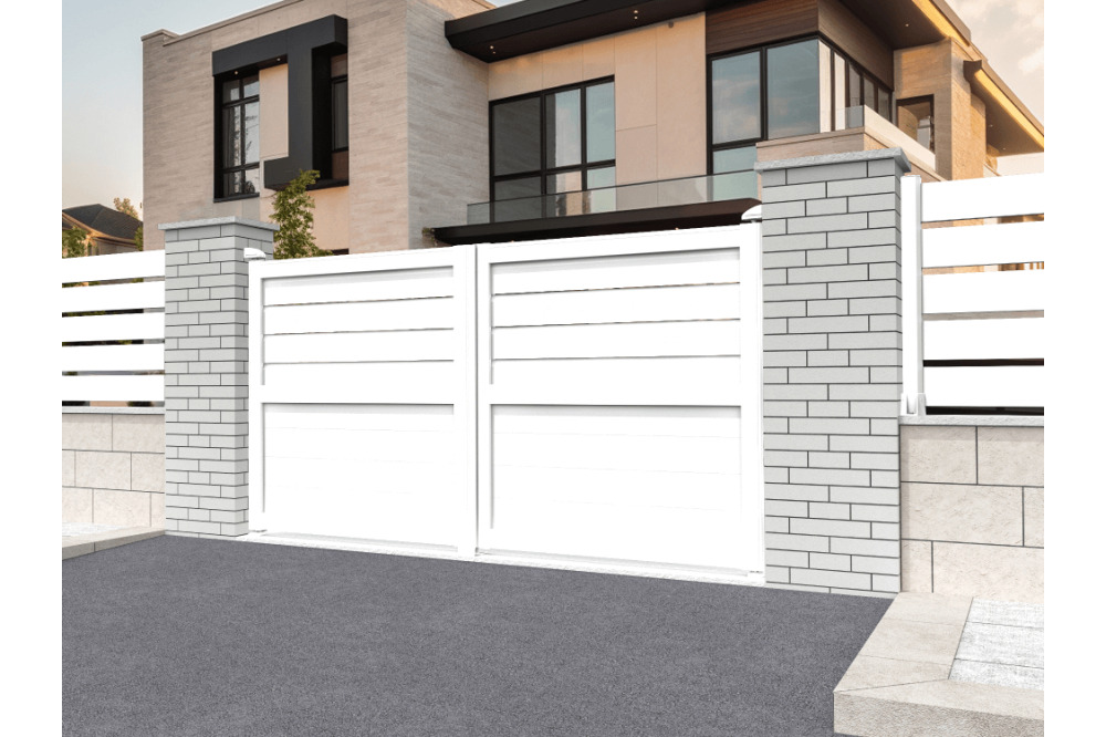 Portail battant mixte blanc l 3500 x h 1894.8 mm motorisé