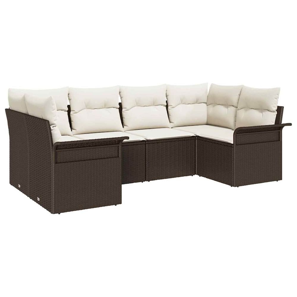 Ensemble de canapé de jardin 6 pc marron poly rotin
