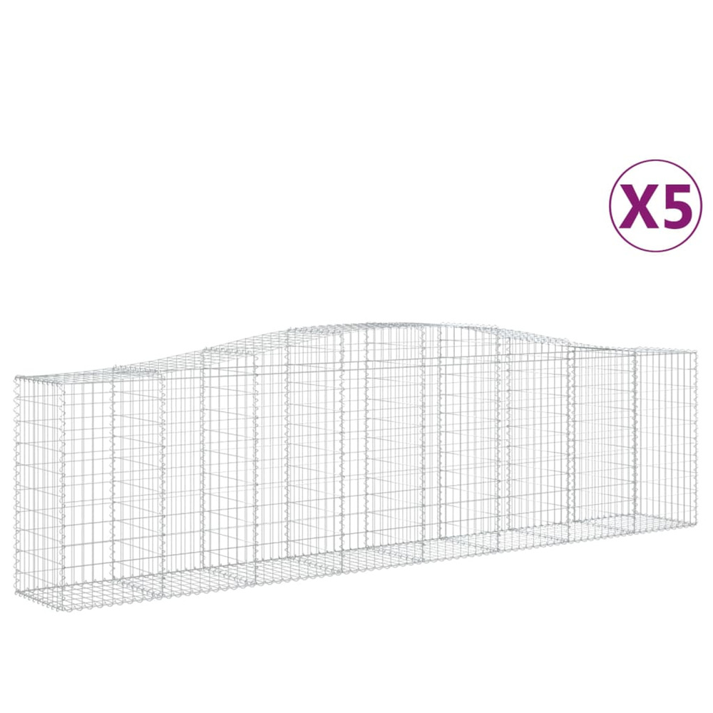 Paniers à gabions arqués 5 pcs 400x50x100/120 cm fer galvanisé