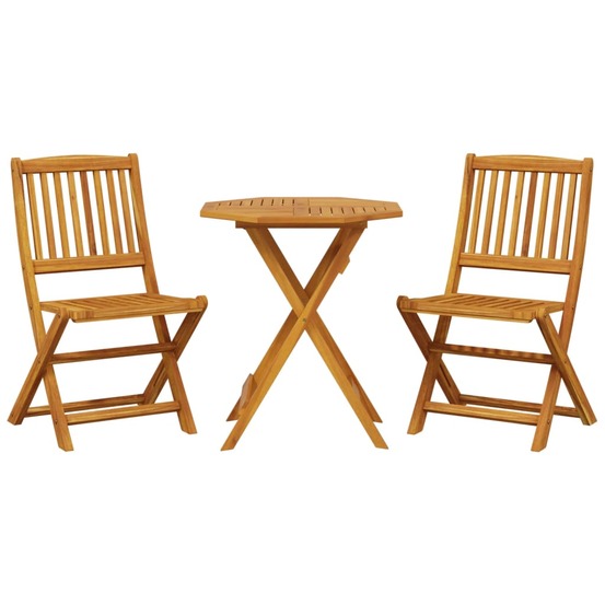Ensemble de bistro pliable 3 pcs bois d'acacia solide