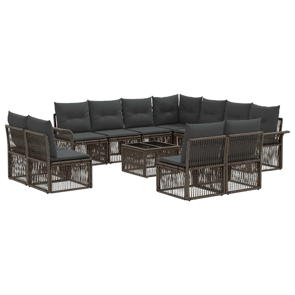 Ensemble de canapé de jardin 12 pcs gris polyrotin