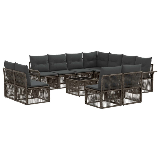 Ensemble de canapé de jardin 12 pcs gris polyrotin