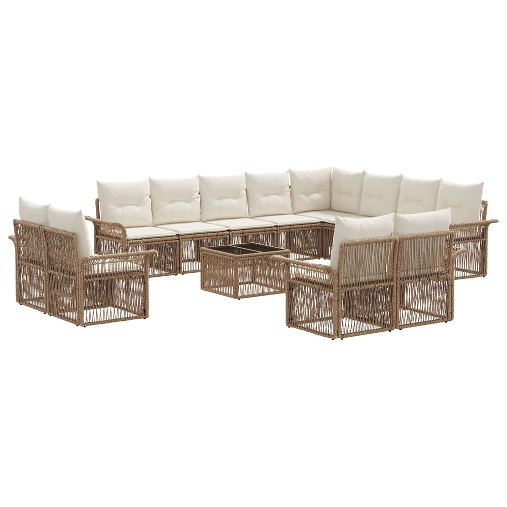 Ensemble de canapé de jardin 13 pcs beige et blanc crème