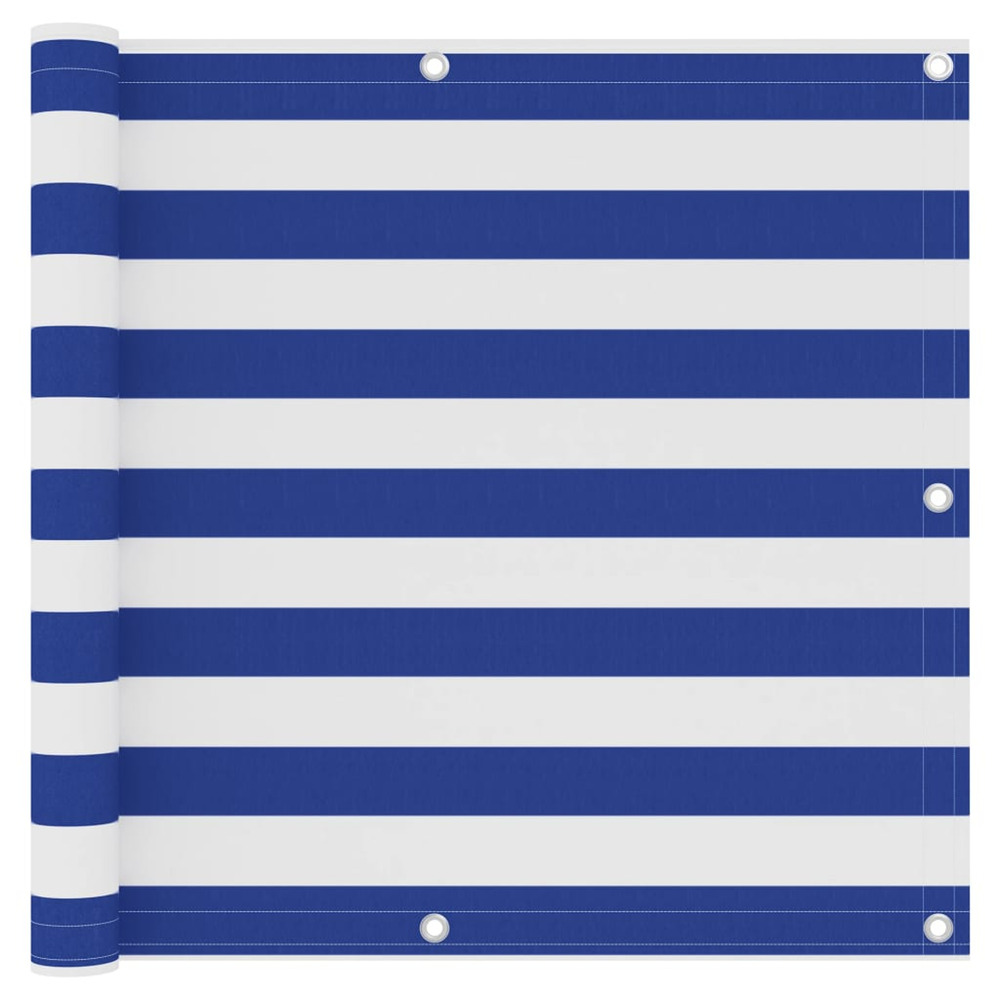 Écran de balcon blanc et bleu 90x500 cm tissu oxford