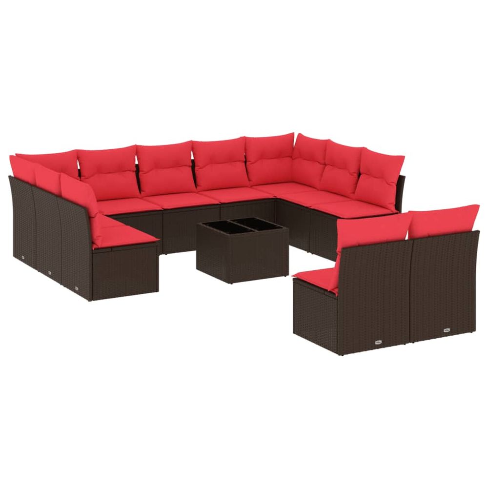 Ensemble de canapé de jardin 12 pcs avec coussins marron