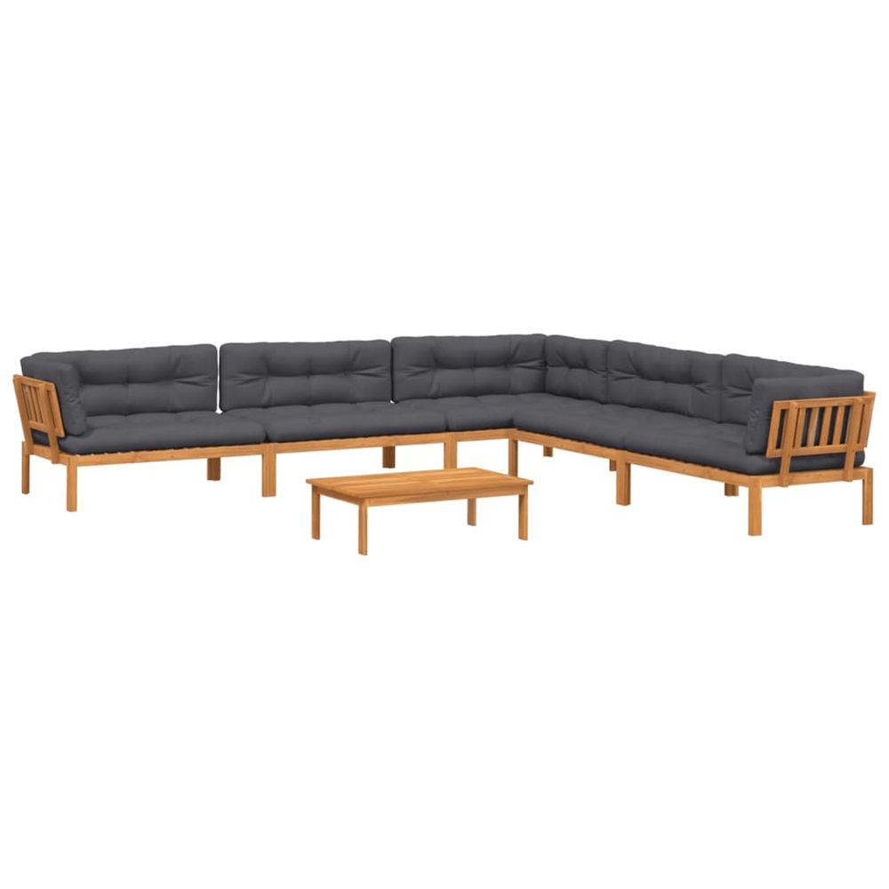 Salon palette de jardin avec coussins 6pcs bois d'acacia massif