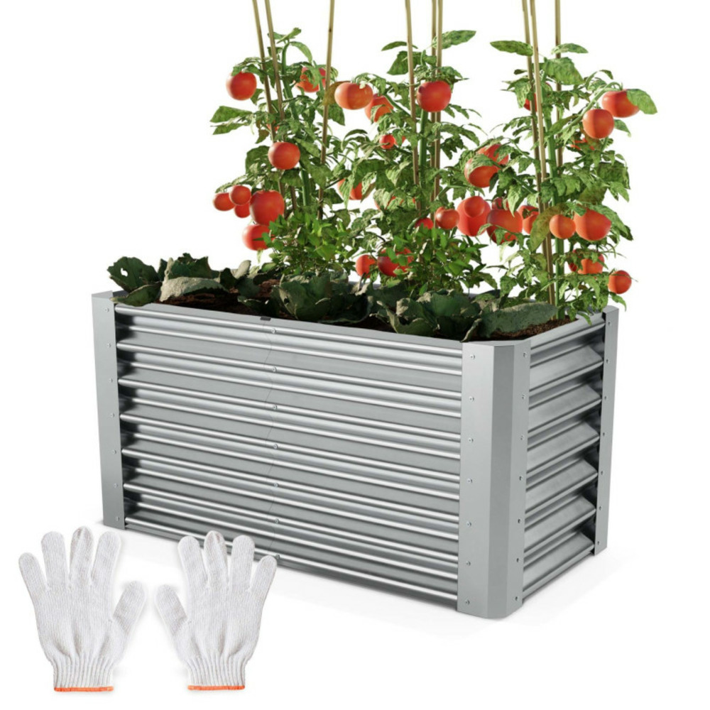 Carré potager de jardin surélevé en acier argenté 60x60x120cm l pour balcon ou jardin