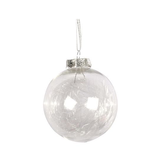 Boule de noël transparente avec cheveux d'ange