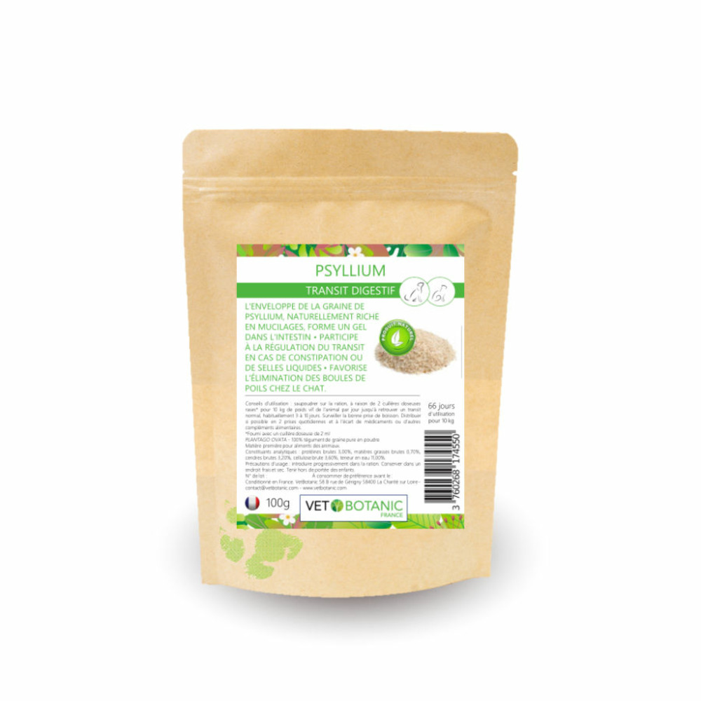 Psyllium tégument pur en poudre - Transit digestif chiens et chats