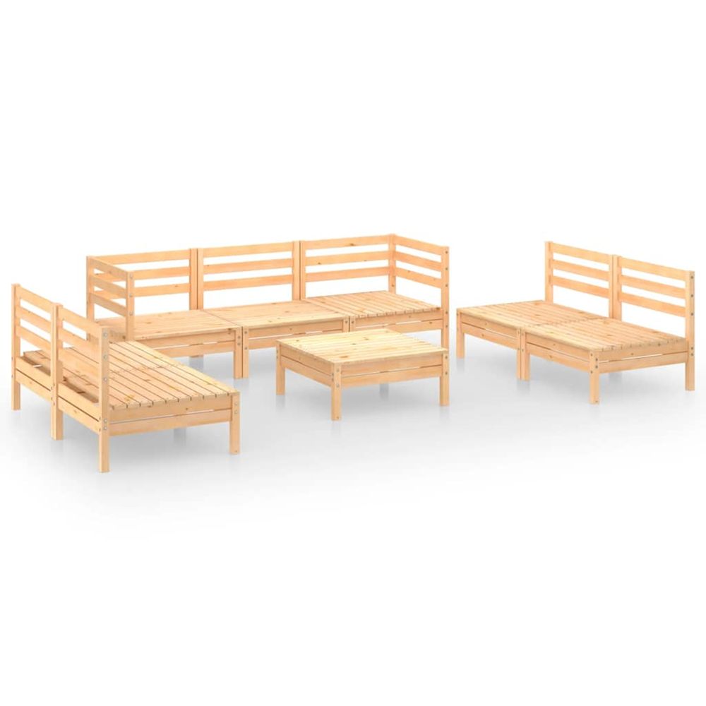 Salon de jardin 8 pcs bois de pin massif