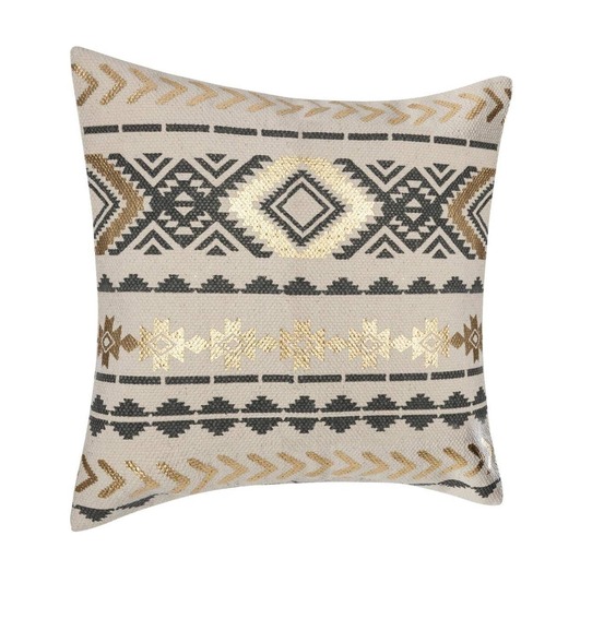 Housse de coussin etnik gold gris