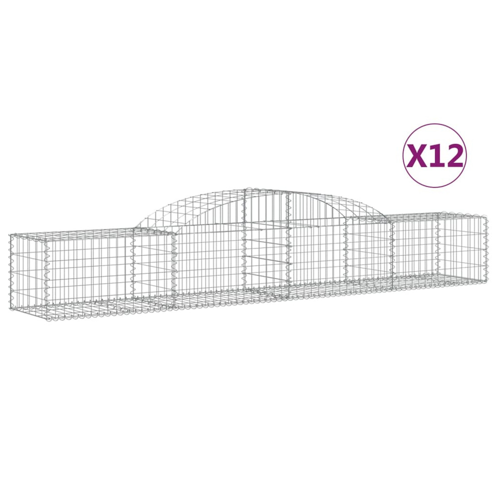 Paniers à gabions arqués 12 pcs 300x50x40/60 cm fer galvanisé