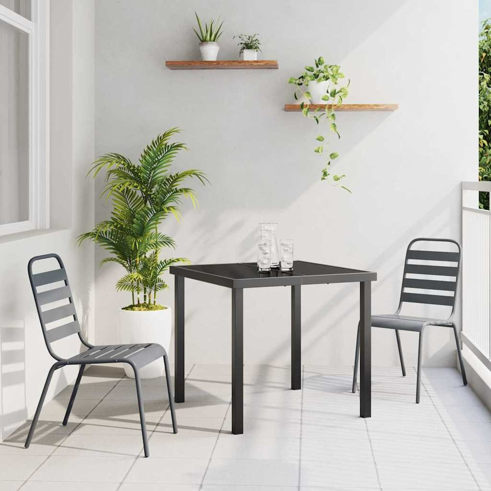 Ensemble de salle à manger pour jardin 3 pcs anthracite