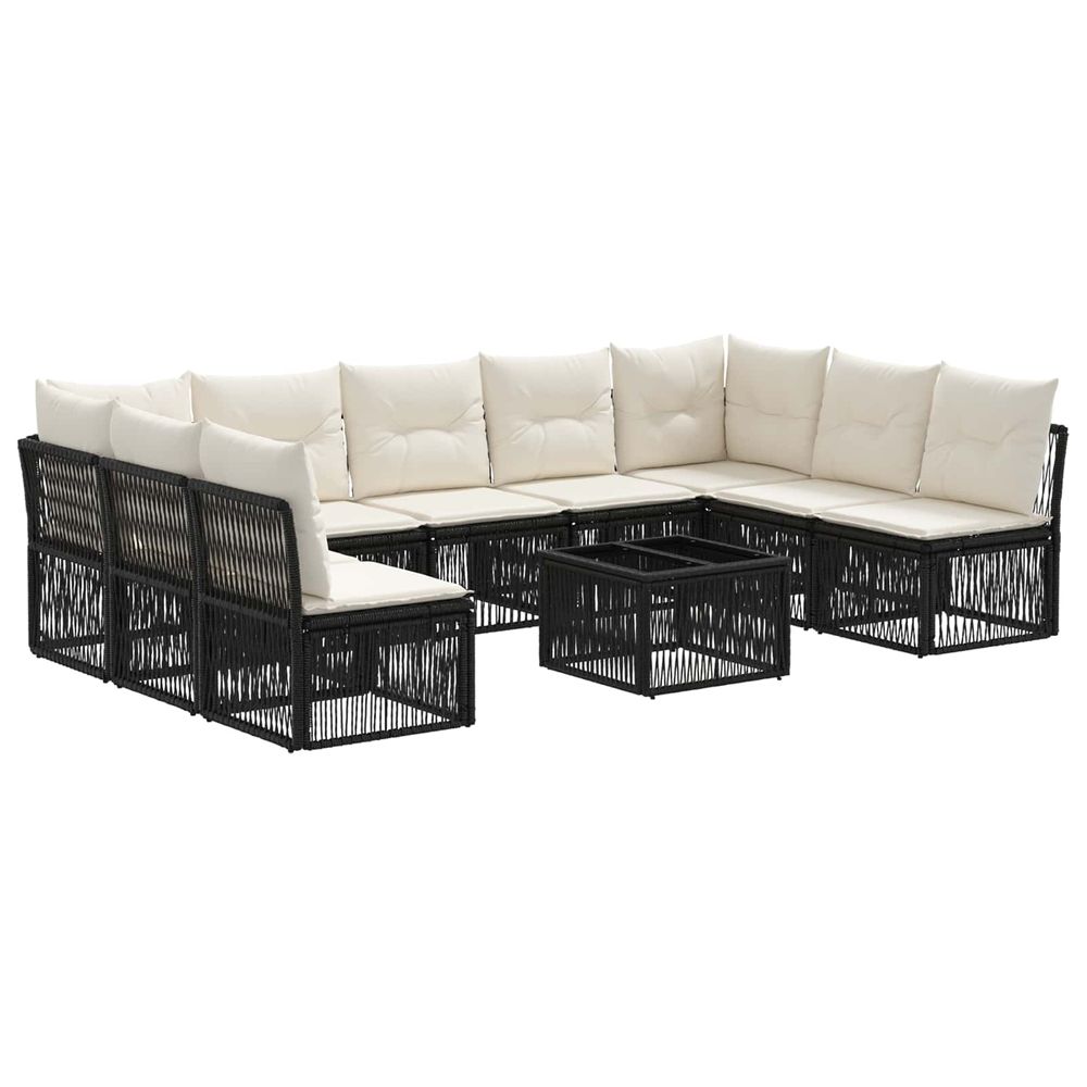 Ensemble de canapé de jardin 10 pc noir polyrotin