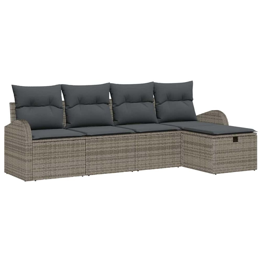 Ensemble de canapé de jardin 5 pc gris polyrotin