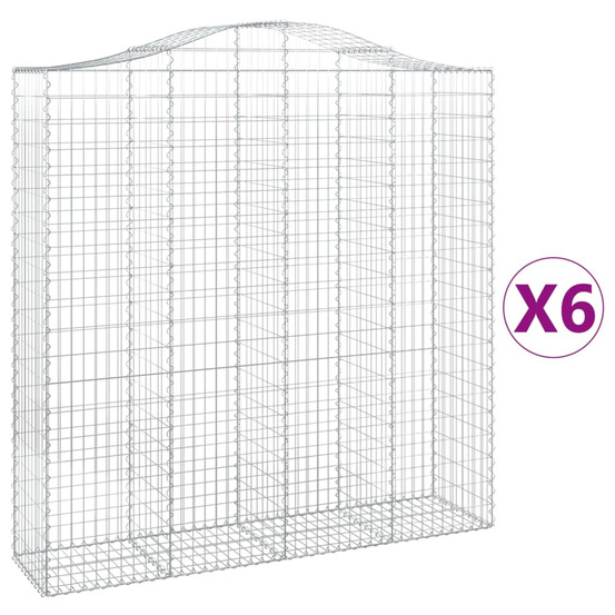 Paniers à gabions arqués 6 pcs 200x50x200/220 cm fer galvanisé