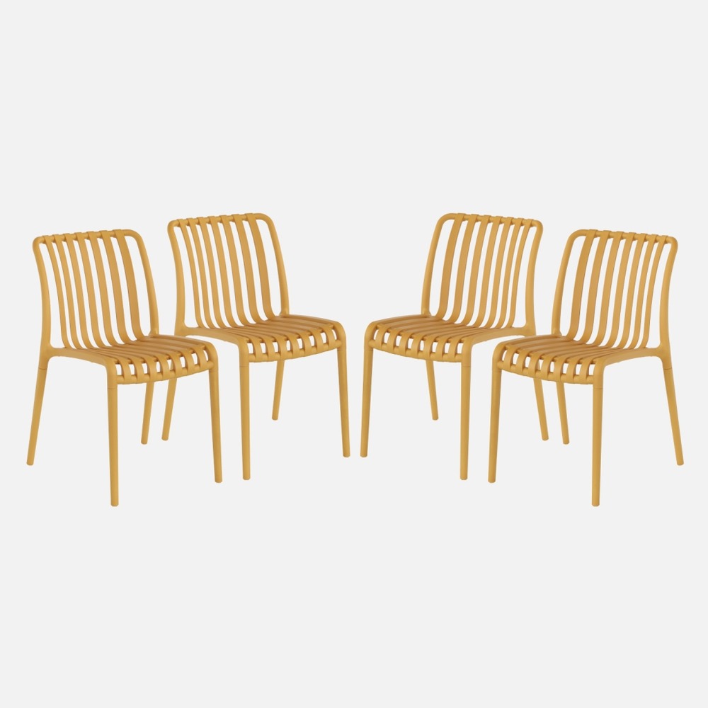 Lot de 4 chaises de jardin en plastique, empilables, déjà montées