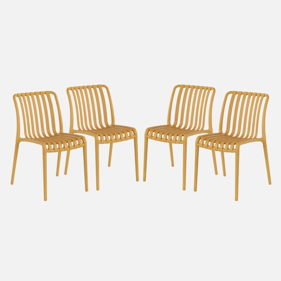 Lot de 4 chaises de jardin en plastique, empilables, déjà montées
